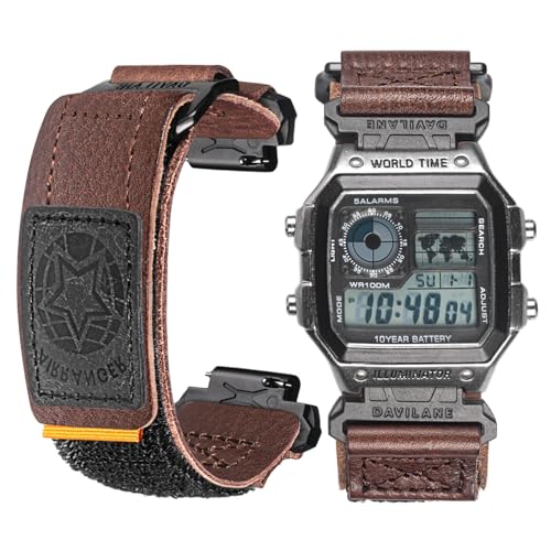 DAVILANE Watch Band Strap for Casio DWH5600 AE1000W AE1100W AE1200 AE1300 AE1500WH A158WA A159WA A168W B650 B64018mm Leather Hook Loop Casio strap - Image 1