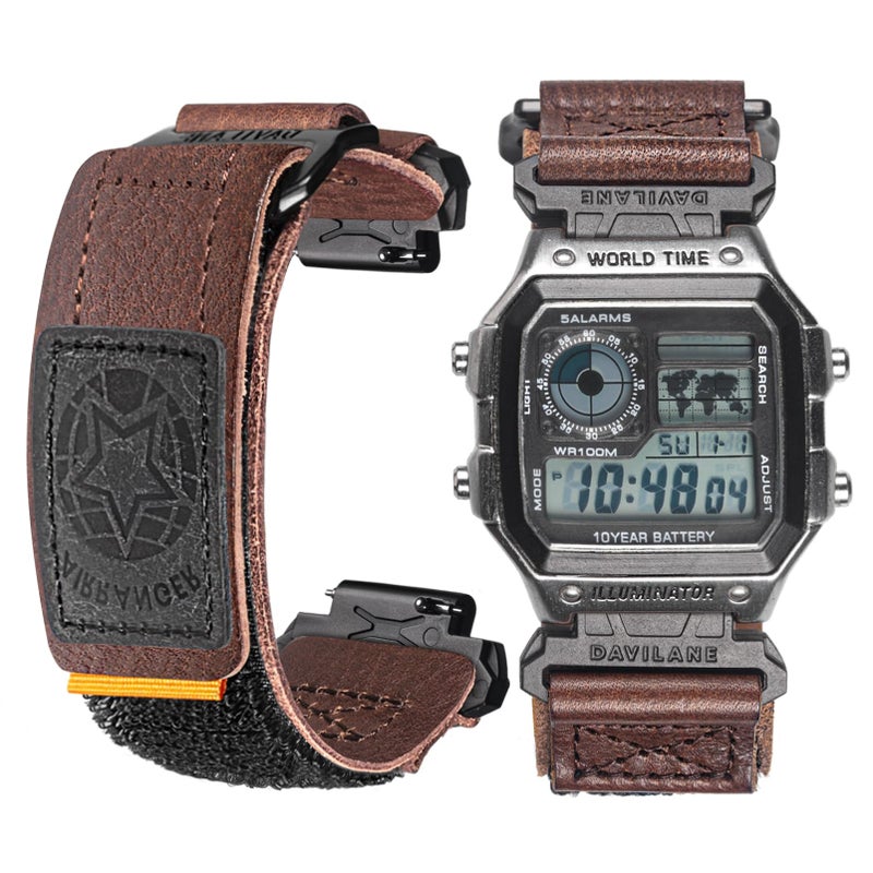 DAVILANE Watch Band Strap for Casio DWH5600 AE1000W AE1100W AE1200 AE1300 AE1500WH A158WA A159WA A168W B650 B64018mm Leather Hook Loop Casio strap - Image 2