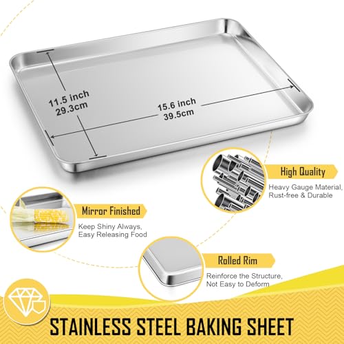 Joyfair 16 Inch Baking Sheet Pan with Cooling Rack Set, Joyfair Stainless Steel Toaster Oven Tray Pans with Grid Racks, Rectangular Bakeware for Cookie/Bacon, Heavy Duty & Rust-free, Dishwasher Safe - Image 2