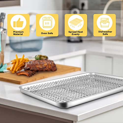 Joyfair 16 Inch Baking Sheet Pan with Cooling Rack Set, Joyfair Stainless Steel Toaster Oven Tray Pans with Grid Racks, Rectangular Bakeware for Cookie/Bacon, Heavy Duty & Rust-free, Dishwasher Safe - Image 4