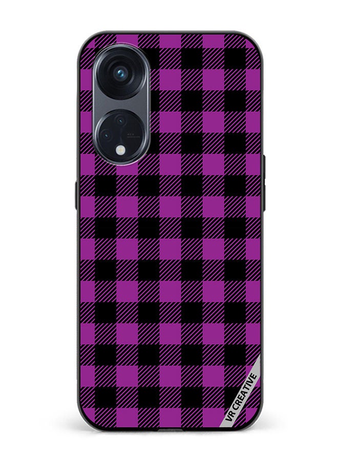 VR CREATIVE Protective Case Cover For Oppo Reno8 T 5G Purple And Black Chequered Design Seamless Pattern Design Multicolour - Image 1