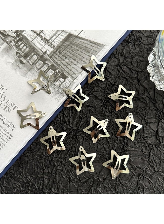 SAOROPEB Star Hair Clips 2000S Y2K Snap Hair Barrettes Non Slip Star Hair Accessories Silver Metal Hair Clips For Girls Women 30 Pcs 1.18 - Image 5