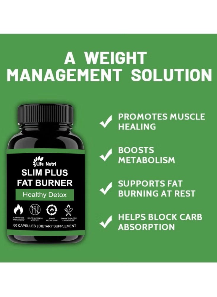 Life Nutri Slim Plus Fat Burner – 60 Tablets | Advanced Weight Loss Supplement with Detox & Fat Burning Formula  - Image 5
