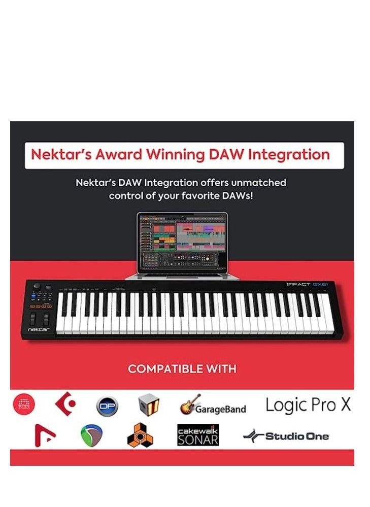 Nektar - Nektar Impact GX61 USB MIDI Controller Keyboard with Nektar DAW Integration - Image 1