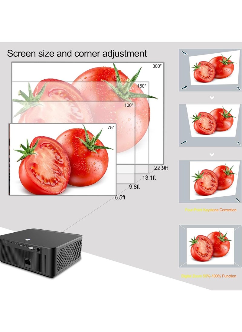 AROAQ - Z1 Projector with Android System 5G WiFi and Bluetooth 5.3 4K Supported Native 1080P Full HD Video Projector 600 ANSI Brightness Maximum 300 Zoom HDMI USB 4D Keystone Correction - Image 1