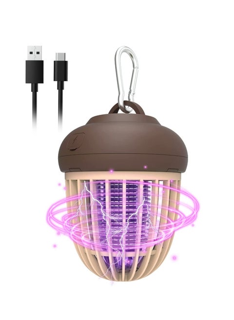 Bug Zapper Rechargeable Mosquito Killer, Indoor and Outdoor Electric Fly Trap with Light Hanging Loop USB Killing Lamp Portable LED, Cordless Powered Waterproof Bug Fly Trapper