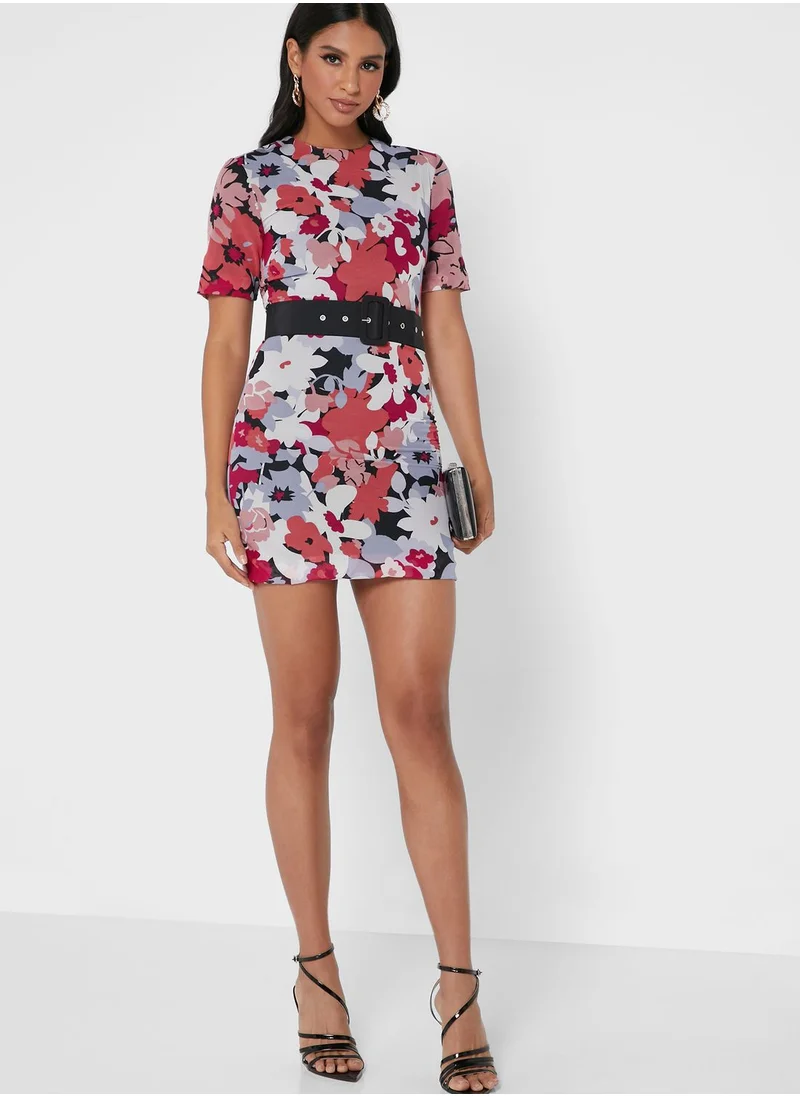 Pearls and Portraits Mini Puff Sleeve Dress