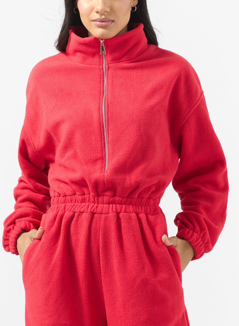 جينجر بدلة نوم بغطاء رأس وسحاب من الصوف - Image 3