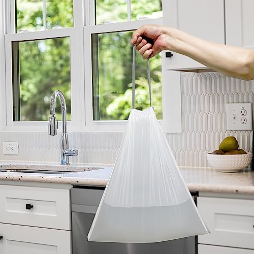 Inwaysin Small Trash Bags 4 Gallon Drawstring, Inwaysin 4 Gallon Trash Bag Extra Strong, Small Garbage Bags for Bathroom Can Bedroom Office Can, Unscented, Quick Cinch,15-18L, White, 54Count - Image 4