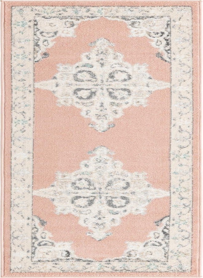 Unique Loom Parker Collection Area Rug - Merakli (2' x 6' Runner, Rose/ Gray) - Image 2