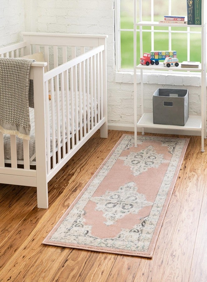 Unique Loom Parker Collection Area Rug - Merakli (2' x 6' Runner, Rose/ Gray) - Image 1