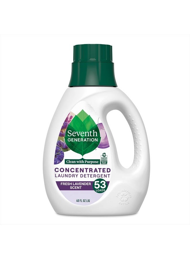 Seventh Generation Concentrated Laundry Detergent, Stain Fighting Formula, Fresh Lavender scent, 40 oz (53 Loads) - Image 1