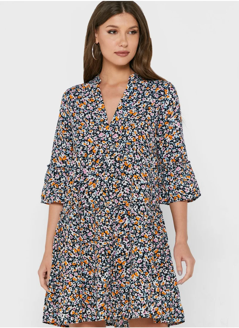 VERO MODA Printed Pleat Detail Dress