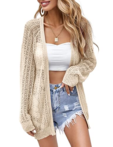 XuBa Women Crochet Lightweight Cardigan Cover Up Open Front Long Sleeve Summer Cardigans - Image 1
