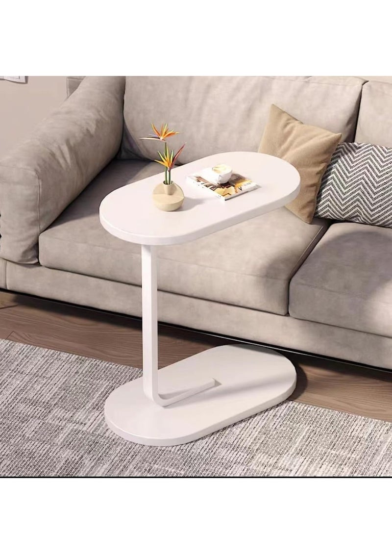 الأزرق جي دبليو طاولة جانبية على شكل حرف C طاولات جانبية منزلية للمساحات الصغيرة، طاولة جانبية للأريكة طاولة قهوة صغيرة مقاومة للصدأ ومقاومة للماء، طاولات جانبية لغرفة المعيشة وغرفة النوم والشرفة والمكتب (بيضاء) - Image 1