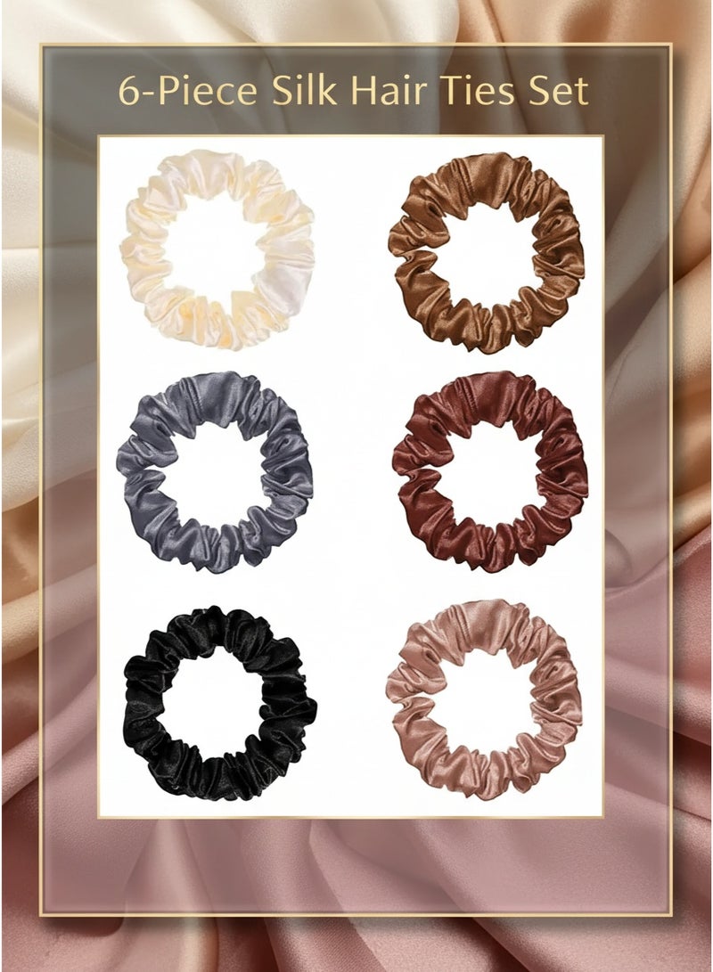Ucanbe 6-Piece Silk Hair Ties Set, Satin Multicolour Scrunchies for Girls and Women - Image 1