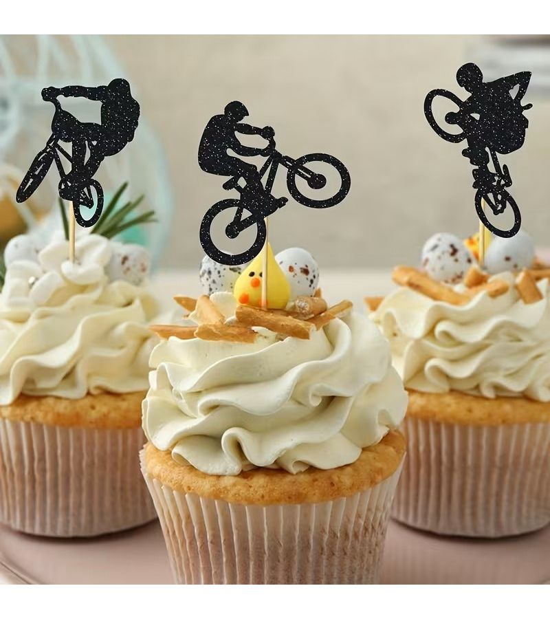 26 Pieces Bicycle Theme Birthday Cake Topper Set Includes Happy Birthday Topper With Bamboo Sticks - Image 5