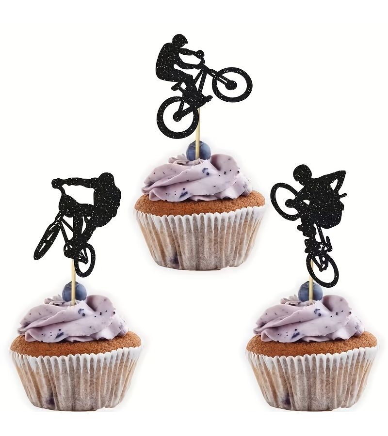 26 Pieces Bicycle Theme Birthday Cake Topper Set Includes Happy Birthday Topper With Bamboo Sticks - Image 4