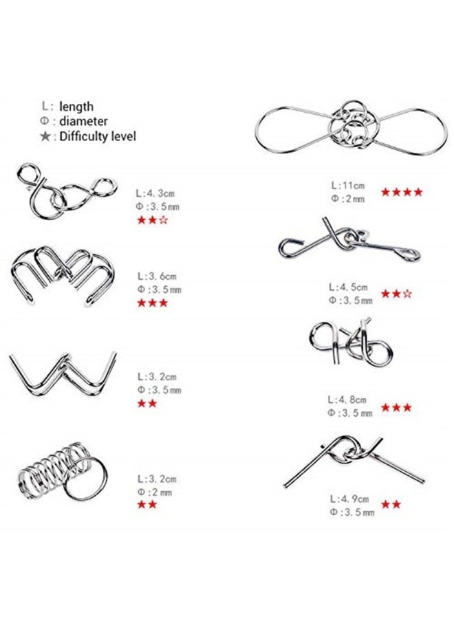 8-Piece Metal Wire IQ Puzzle Set – Brain Teaser Buckle Game for Kids & Adults - Image 4