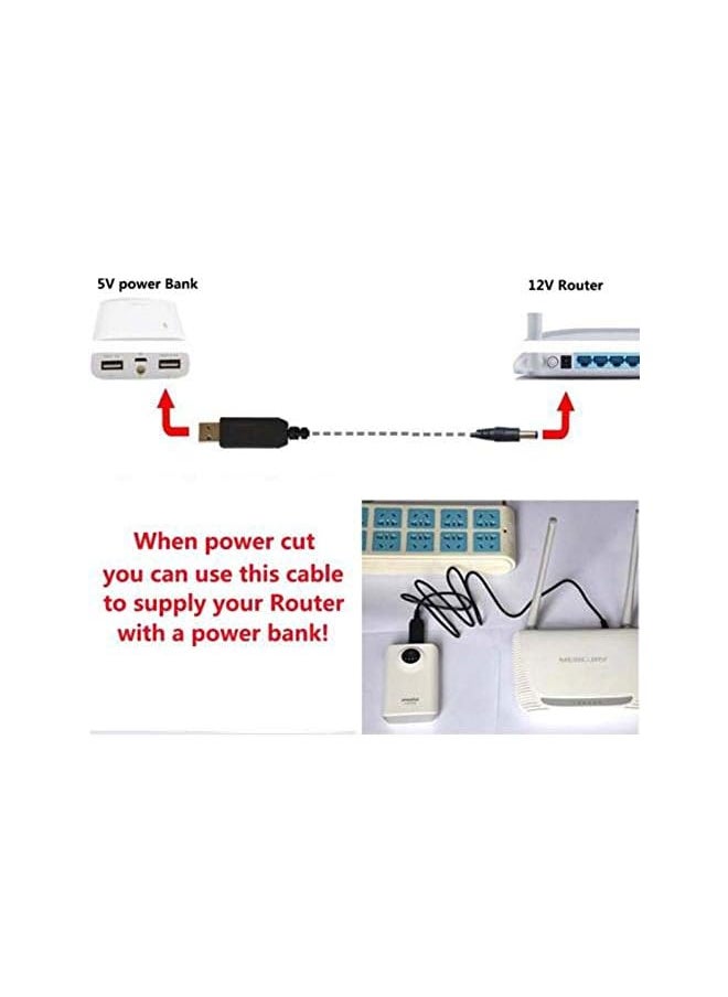 NOYITO - كابل تعزيز تيار مستمر إلى تيار مستمر من USB بجهد 5 فولت إلى 12 فولت تيار مستمر، عبوة من قطعتين، 5.5 × 2.1 مم، 2.5 مم - Image 1