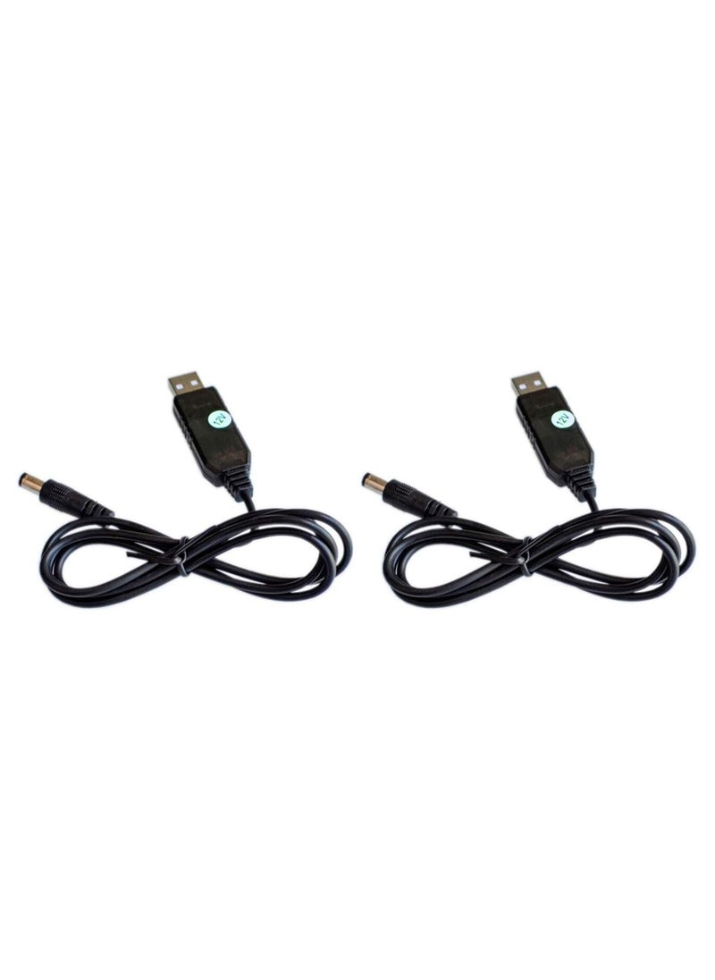 NOYITO - كابل تعزيز تيار مستمر إلى تيار مستمر من USB بجهد 5 فولت إلى 12 فولت تيار مستمر، عبوة من قطعتين، 5.5 × 2.1 مم، 2.5 مم - Image 1
