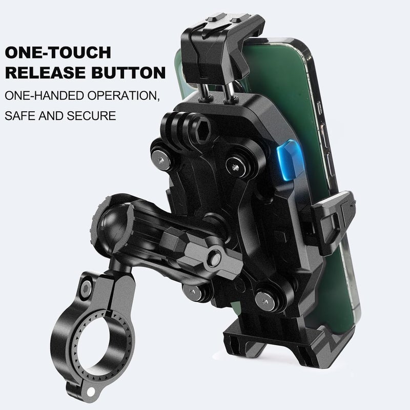 iMESTOU Motorcycle Phone Mount Anti-Vibration with 4 Shock Absorbers, Universal 22-32mm Handlebar Fit for Bikes/Motorcycles/EBikes, 720° Adjustable Heavy-Duty Phone Holder for iPhone/Samsung 5.6”-7.4” Phones - Image 2