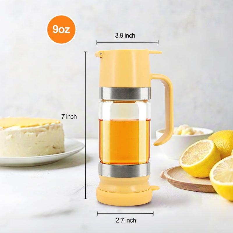 Neodaco Glass Honey Dispenser No-drip with Handle – 9 oz Maple Syrup Container Honey Jar for Coffee, Pancakes & Waffles - Image 2