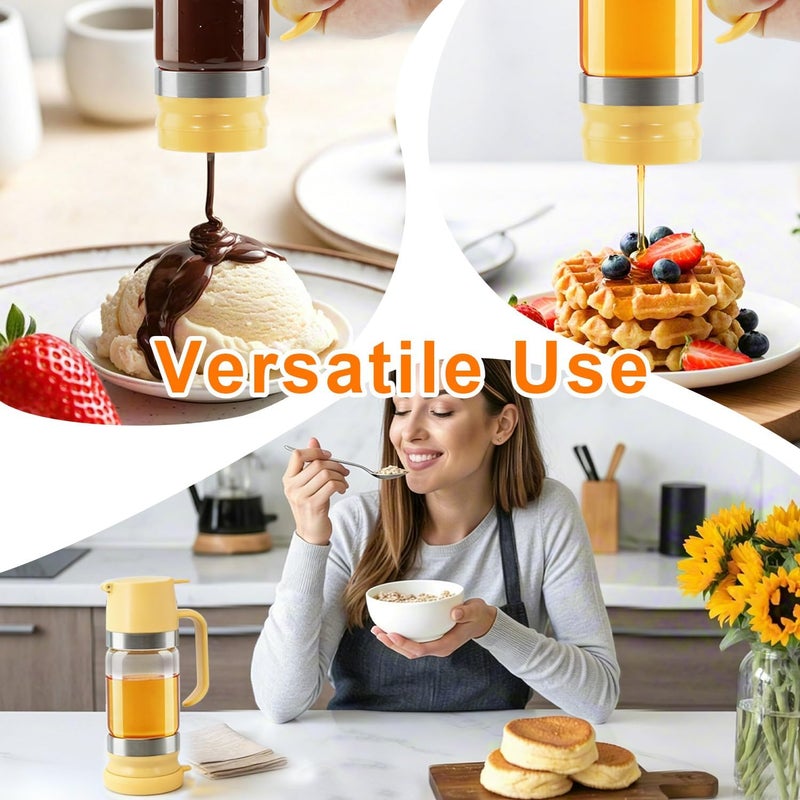 Neodaco Glass Honey Dispenser No-drip with Handle – 9 oz Maple Syrup Container Honey Jar for Coffee, Pancakes & Waffles - Image 5