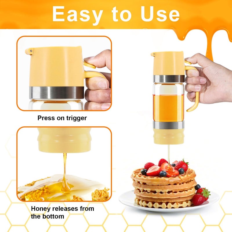 Neodaco Glass Honey Dispenser No-drip with Handle – 9 oz Maple Syrup Container Honey Jar for Coffee, Pancakes & Waffles - Image 3