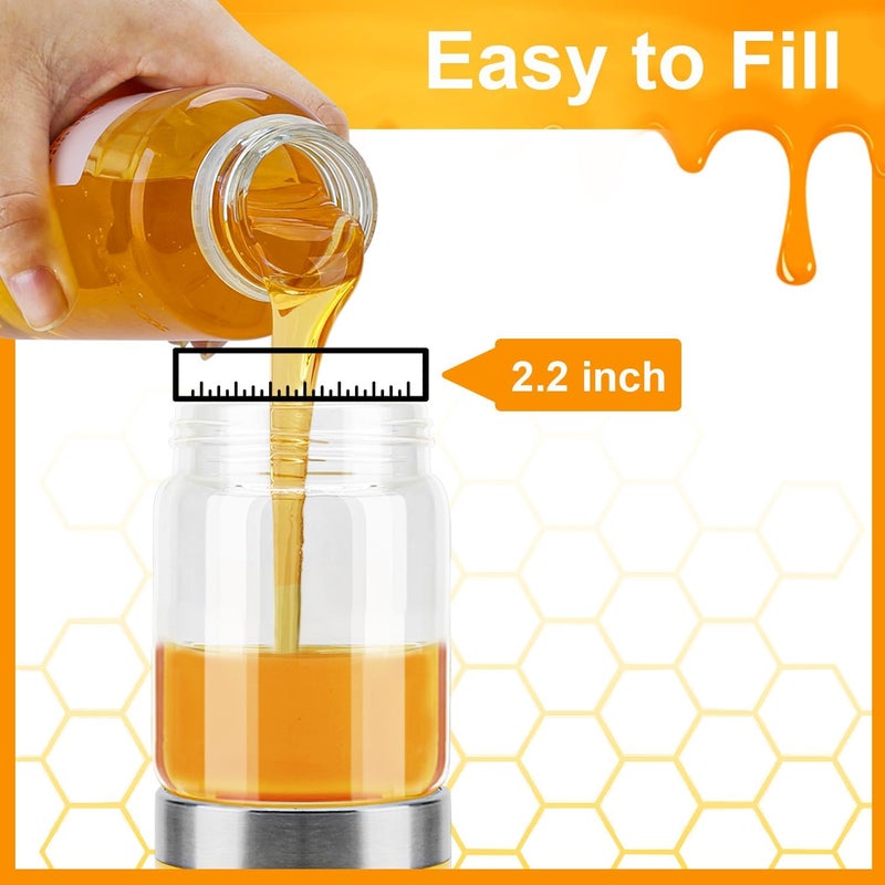 Neodaco Glass Honey Dispenser No-drip with Handle – 9 oz Maple Syrup Container Honey Jar for Coffee, Pancakes & Waffles - Image 4