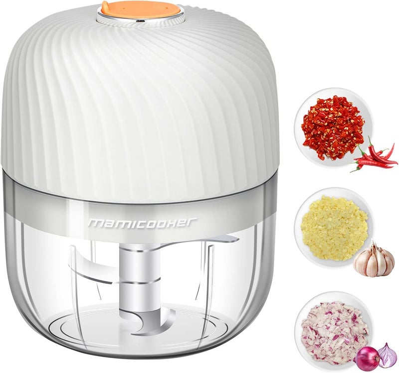 MAMICOOKER Electric Garlic Chopper, Mini Portable Veggie Chopper, 250ML Garlic Grinder Masher Onion Grinder, Blender to Vegetable, Wireless Food Processor for Ginger, Chili, Fruit, Meat, etc - Image 1