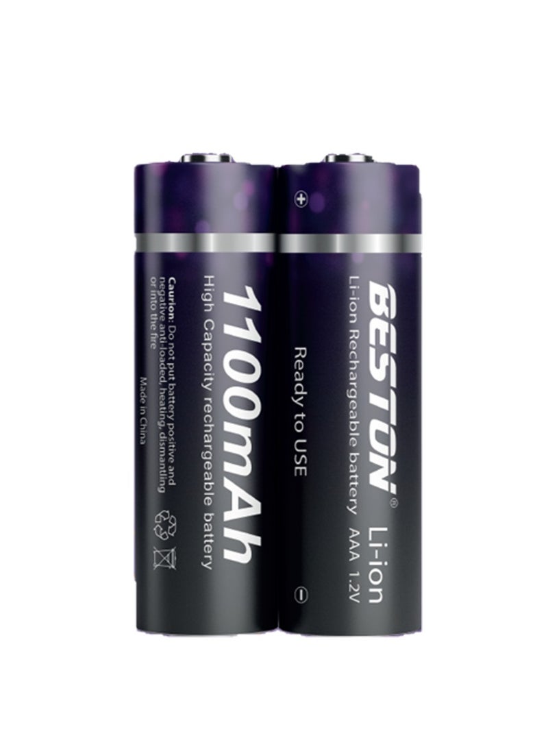 BESTON - Beston Rechargeable Battery AAA 2 PCS 1100 mAh: Reusable AAA batteries with a capacity of 1100 mAh for various devices. - Image 1