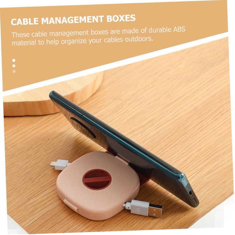 Rotatable USB Cable Organizer Case 6pcs Wire Storage Box 7.2X7X1.5CM for Home Office - Image 3