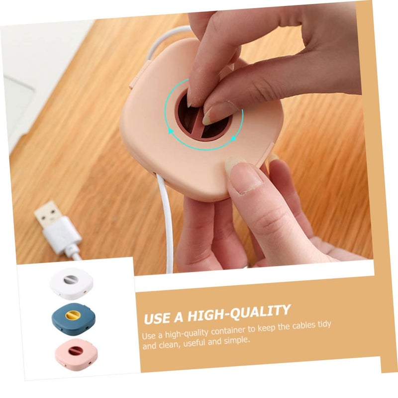 Rotatable USB Cable Organizer Case 6pcs Wire Storage Box 7.2X7X1.5CM for Home Office - Image 5