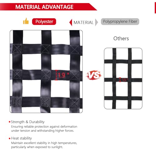 Surmount Way Surmountway Heavy Duty Cargo Net - 66" x 50", 1100LBS Capacity, Adjustable Cam Buckles & S-Hooks, Fits Pickup Truck & Trailer Beds - Image 2