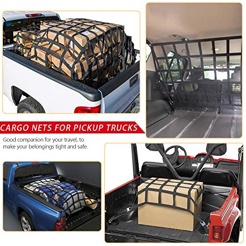 Surmount Way Surmountway Heavy Duty Cargo Net - 66" x 50", 1100LBS Capacity, Adjustable Cam Buckles & S-Hooks, Fits Pickup Truck & Trailer Beds - Image 3