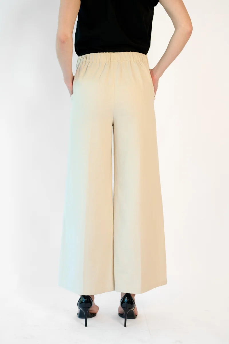 فيرجيو Cotton Textured Brunchwear Wide Leg Pants for Women