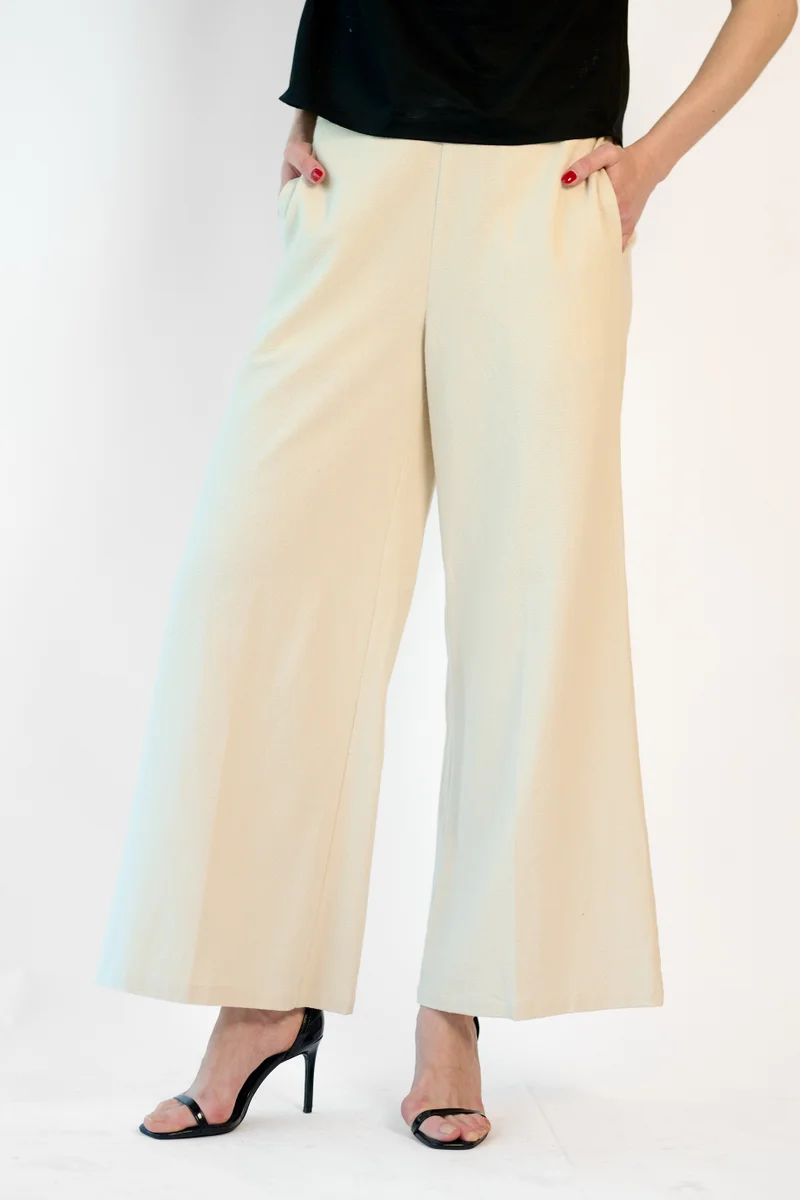 Virgio Cotton Textured Brunchwear Wide Leg Pants for Women