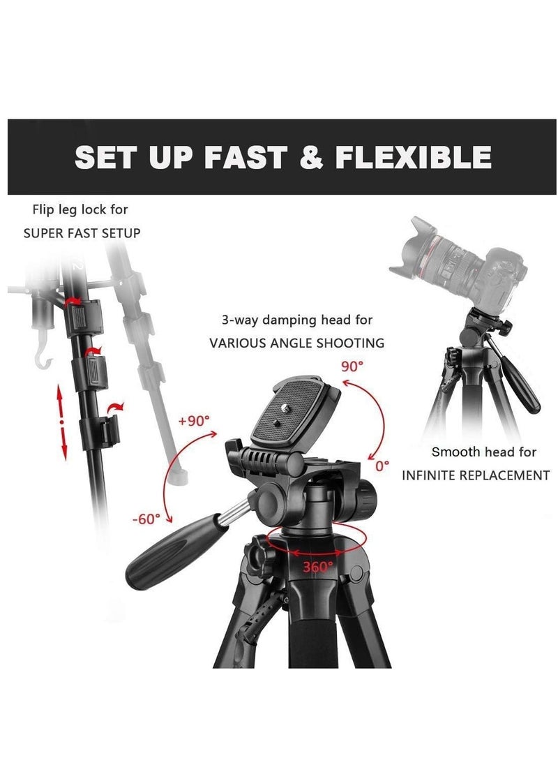 Jmary - Jmary KP-2264 Professional Aluminium Tripod Monopod for All DSLR Cameras (Black) - Image 1