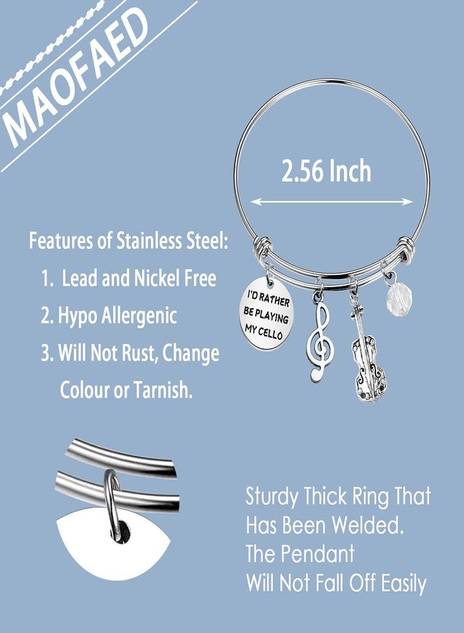 MAOFAED Cellist Musician Bracelet - Cello Player Gift for Her: 'I'd Rather Be Playing My Cello' - Image 2
