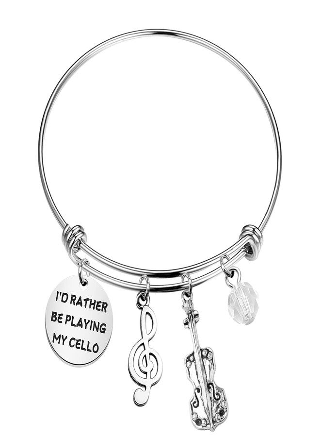 MAOFAED Cellist Musician Bracelet - Cello Player Gift for Her: 'I'd Rather Be Playing My Cello' - Image 1