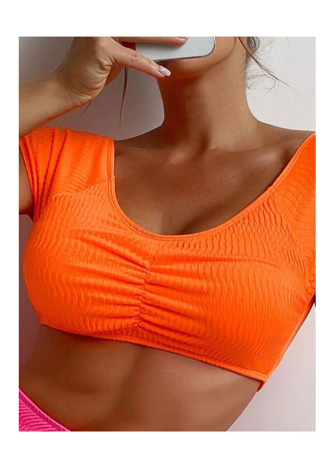 Women Beach Summer 2 Pieces Bikini Set Neon Colors Swimming Suit  - Image 2