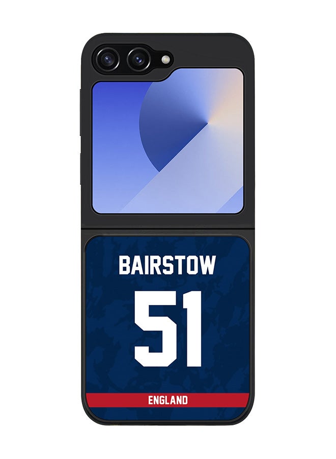 Stylizedd Rugged Black edge case for Samsung Galaxy Z Flip7 FE, Slim fit Case Flexible Anti Drop TPU Gel Thin Cover - Team England Jonny Bairstow, Jersey No 51 - Image 1