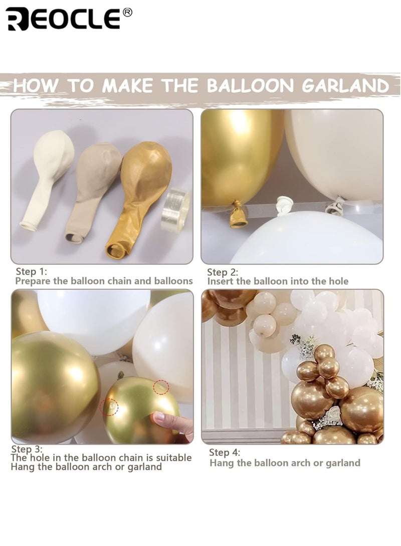 REOCLE 185PCS White Sand Balloons Garland Arch Kit Balloons for Boho Wedding Baby Shower Bridal Shower Engagement Anniversary Birthday Decorations Easy to Assemble Ideal for Party Decor - Image 3