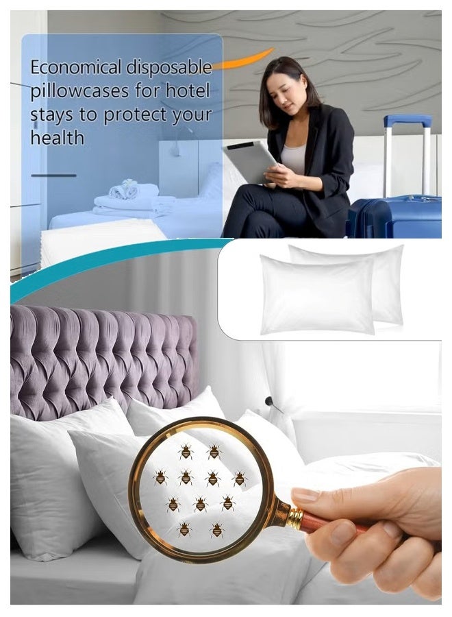 Disposable Pillow Case Covers,White Pillow For Hotels Single Use Pillowcase,Non Woven Pillow Covers,Disposable Portable Bedding for Travel,Disposable Home Bedding Supplies(10 Pcs) - Image 3