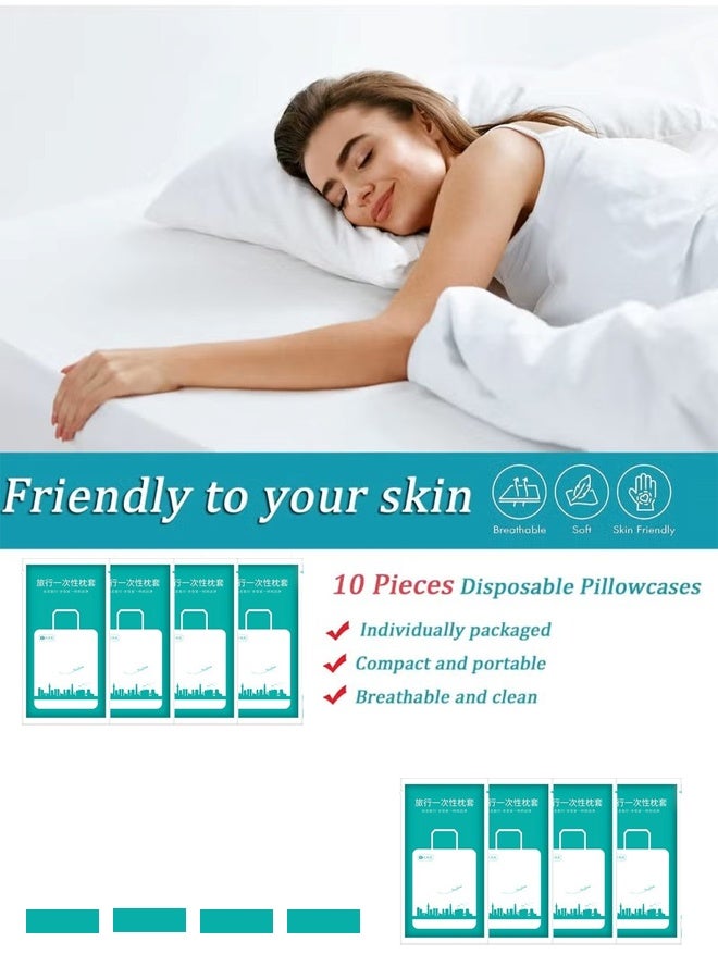 Disposable Pillow Case Covers,White Pillow For Hotels Single Use Pillowcase,Non Woven Pillow Covers,Disposable Portable Bedding for Travel,Disposable Home Bedding Supplies(10 Pcs) - Image 2