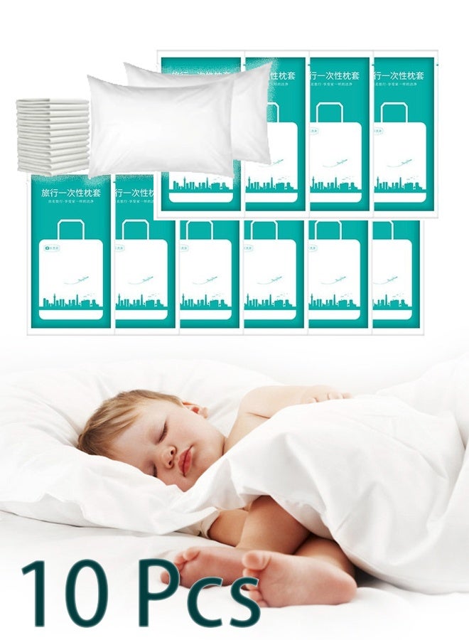 Disposable Pillow Case Covers,White Pillow For Hotels Single Use Pillowcase,Non Woven Pillow Covers,Disposable Portable Bedding for Travel,Disposable Home Bedding Supplies(10 Pcs) - Image 1