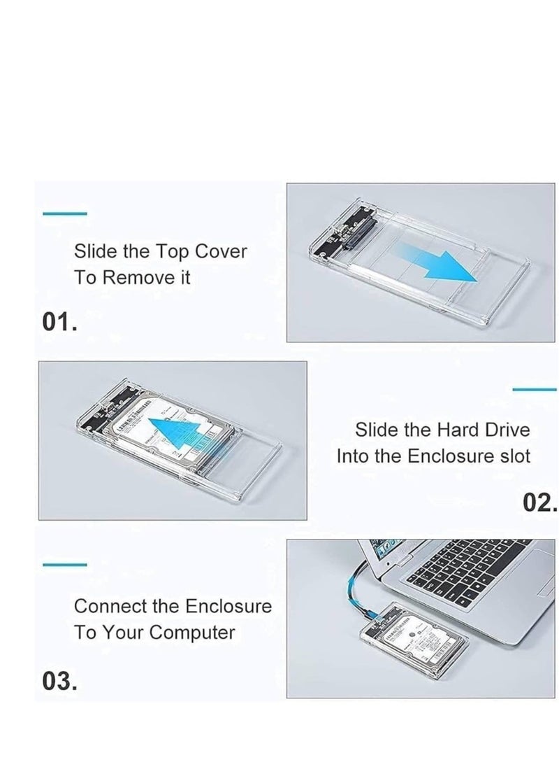Grand - 2.5inch USB3.0 SATA3.0 High Speed 6Gbps Mobile Hard Disk Enclosure Supports 6TB UASP Acceleration (transparent) - Image 1