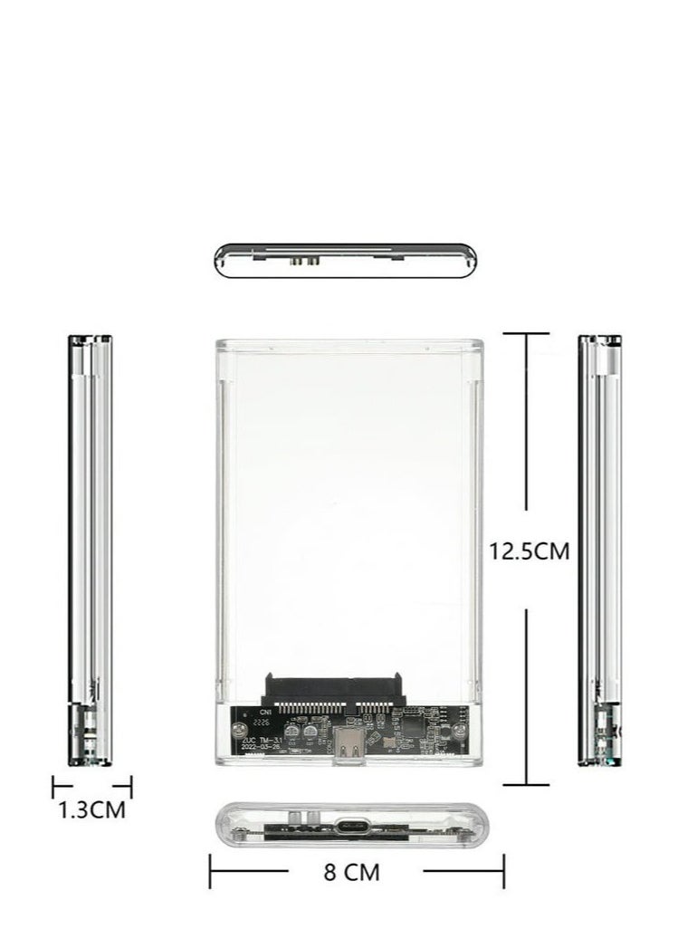 Grand - 2.5inch USB3.0 SATA3.0 High Speed 6Gbps Mobile Hard Disk Enclosure Supports 6TB UASP Acceleration (transparent) - Image 1