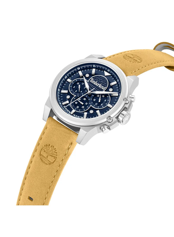 تمبرلاند Fast Strike Blue Dial Leather Strap Multifunction Watch for Men, 46mm